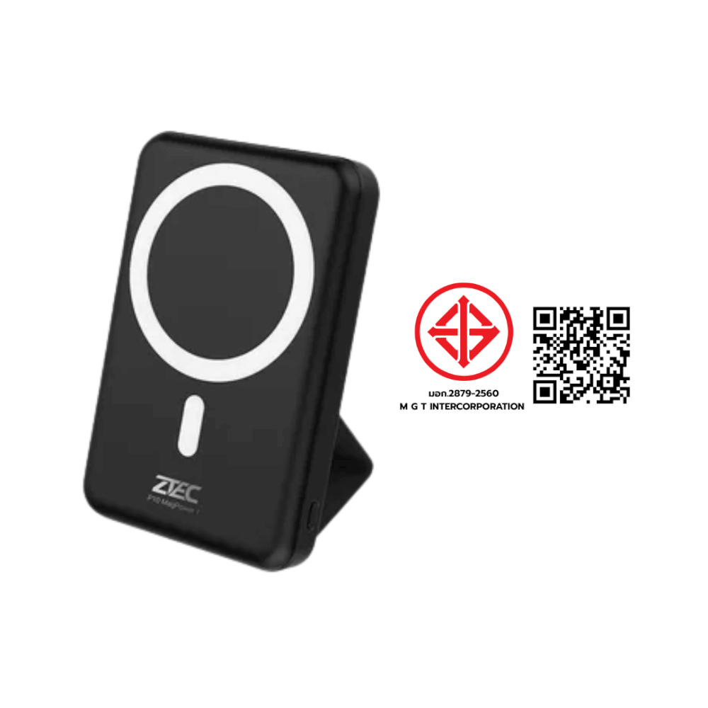 แบตเตอรี่สำรอง ZTEC POWERBANK P10 ความจุ 10000 MAH สีดำ รองรับการชาร์จไร้สาย